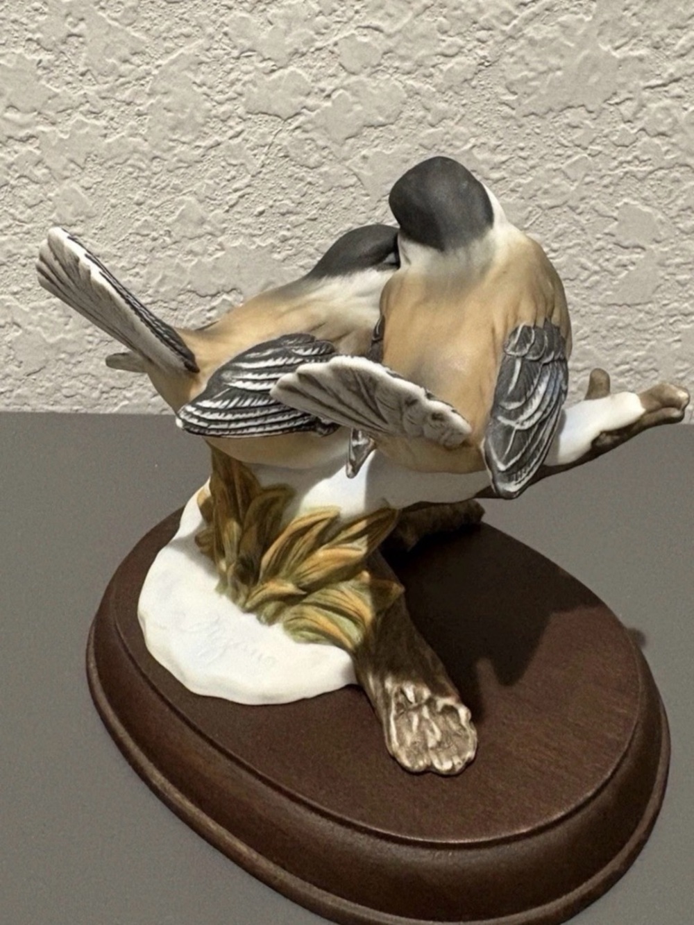 Masterpiece Porcelain Chickadees Bird Figurine 1991 Winter Snow Branch Art Decor - Picture 3 of 7